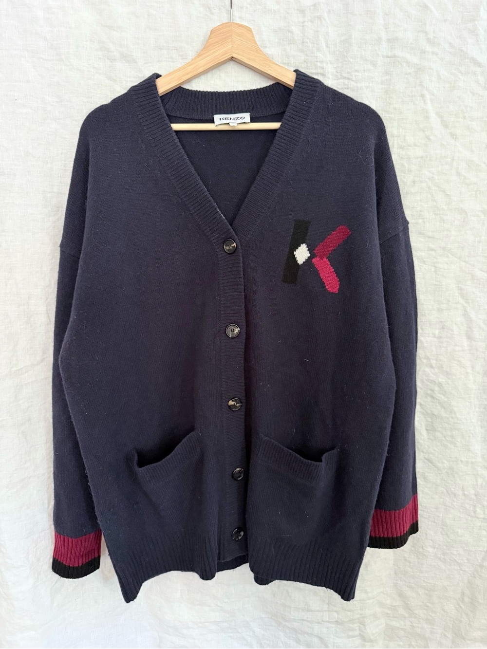 Kenzo Wool K Cardigan Medium Navy